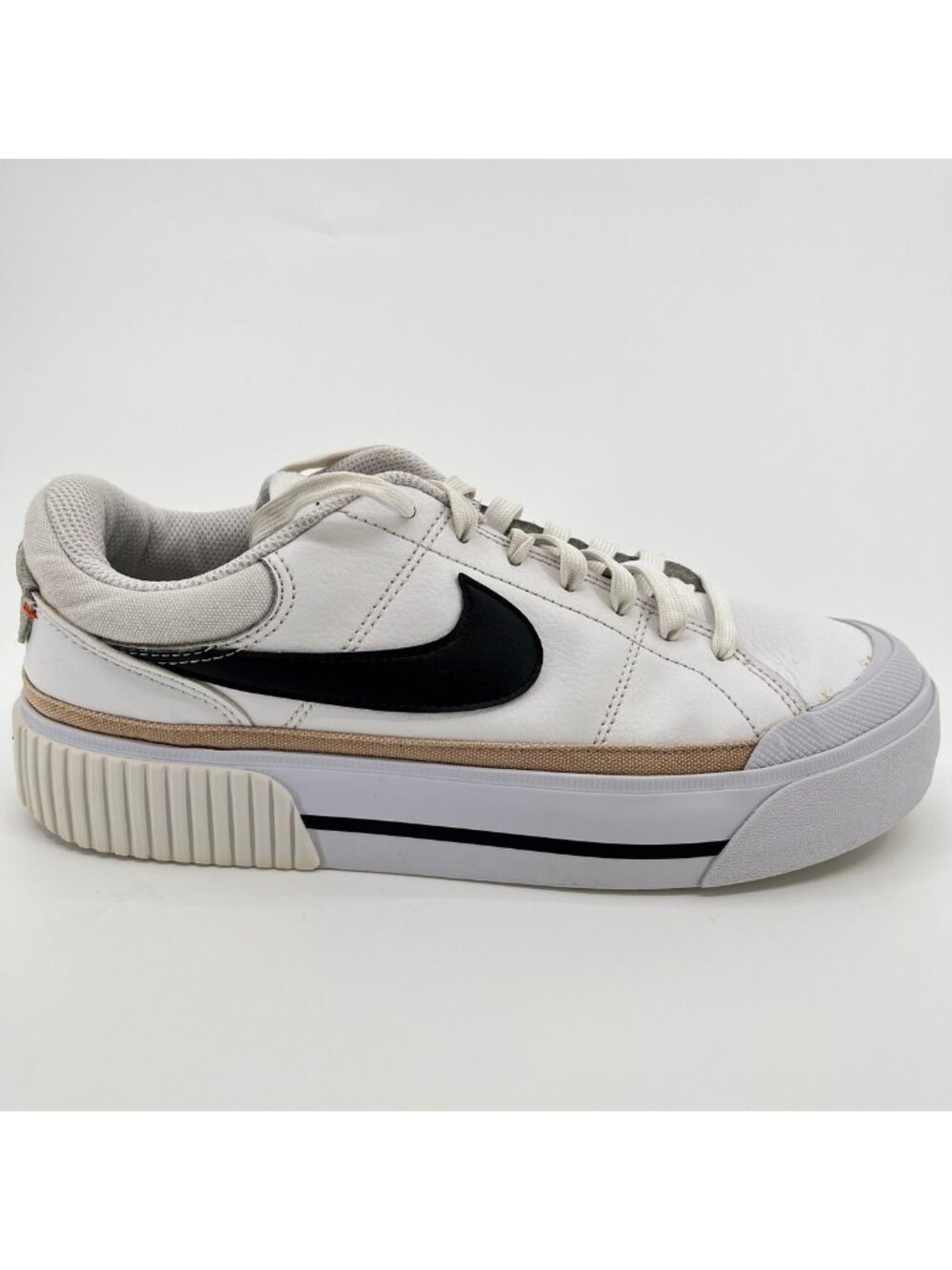 Nike Court Legacy Lift Womens Size 9 White Black Athletic Leather Shoes Sneakers